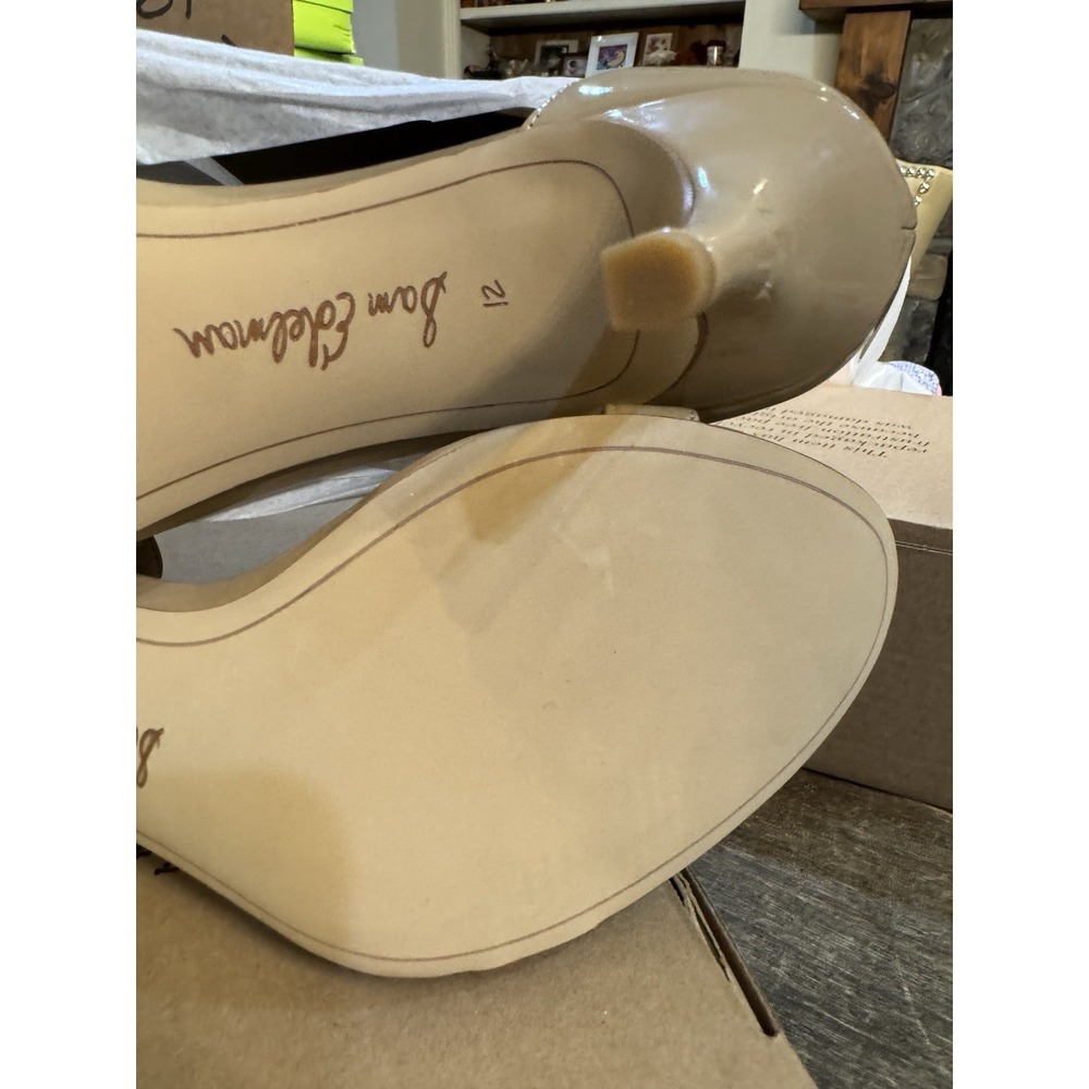 Sam Edelman Patti‎ Ankle Strap Patent Leather Beige Dress Heel Sandal Women 12 - Picture 6 of 10